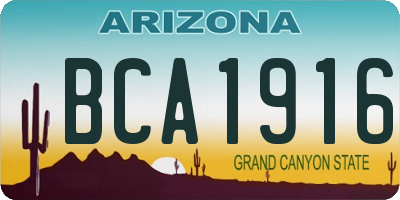 AZ license plate BCA1916