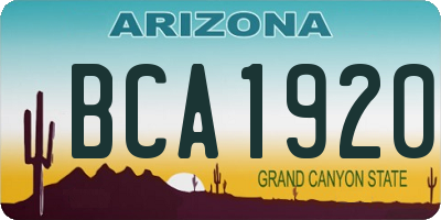 AZ license plate BCA1920