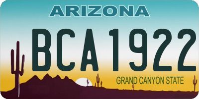 AZ license plate BCA1922