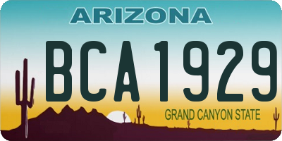 AZ license plate BCA1929