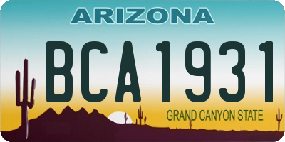 AZ license plate BCA1931