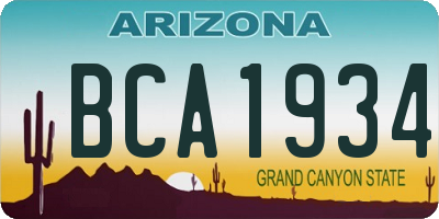 AZ license plate BCA1934