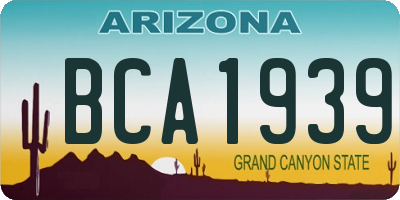 AZ license plate BCA1939