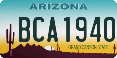 AZ license plate BCA1940