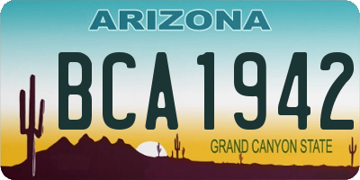 AZ license plate BCA1942