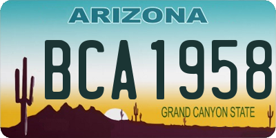 AZ license plate BCA1958