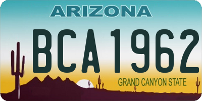 AZ license plate BCA1962