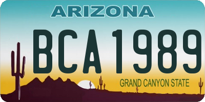 AZ license plate BCA1989