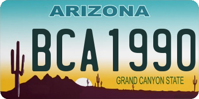 AZ license plate BCA1990