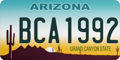 AZ license plate BCA1992