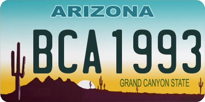 AZ license plate BCA1993