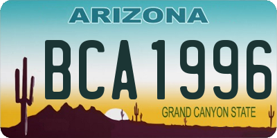 AZ license plate BCA1996