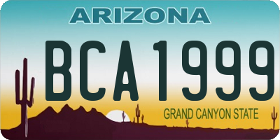 AZ license plate BCA1999