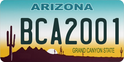 AZ license plate BCA2001