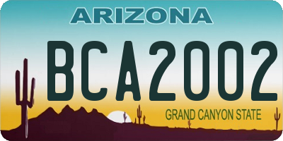 AZ license plate BCA2002