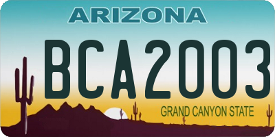 AZ license plate BCA2003