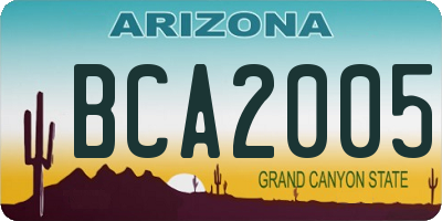 AZ license plate BCA2005