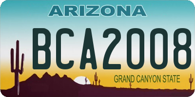 AZ license plate BCA2008