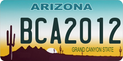 AZ license plate BCA2012