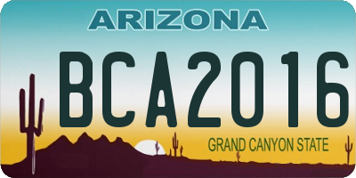 AZ license plate BCA2016