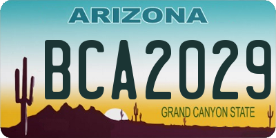 AZ license plate BCA2029