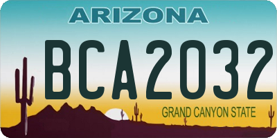 AZ license plate BCA2032