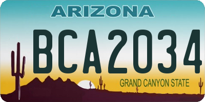 AZ license plate BCA2034