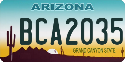 AZ license plate BCA2035