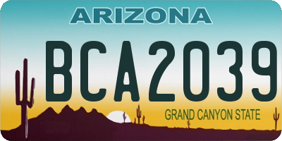 AZ license plate BCA2039