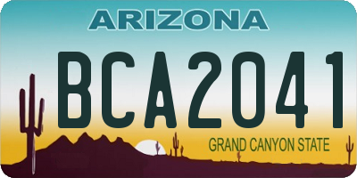 AZ license plate BCA2041