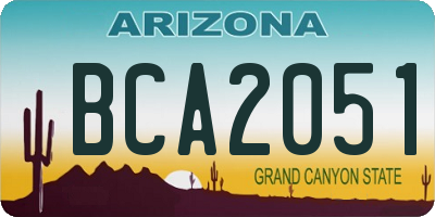 AZ license plate BCA2051