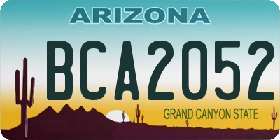 AZ license plate BCA2052