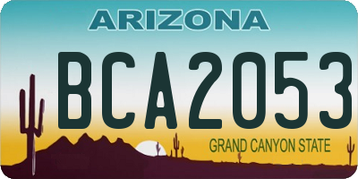 AZ license plate BCA2053