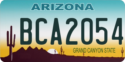 AZ license plate BCA2054