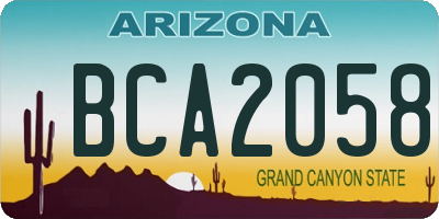 AZ license plate BCA2058