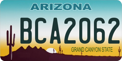 AZ license plate BCA2062