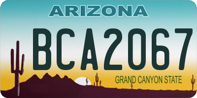 AZ license plate BCA2067