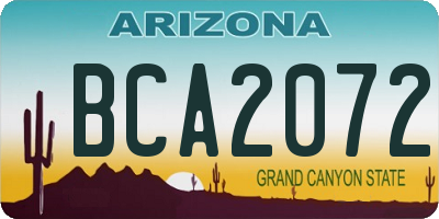 AZ license plate BCA2072