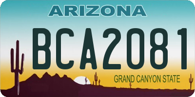 AZ license plate BCA2081