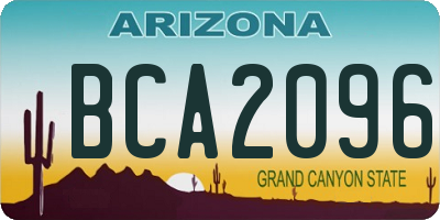 AZ license plate BCA2096