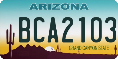 AZ license plate BCA2103