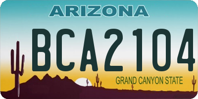 AZ license plate BCA2104