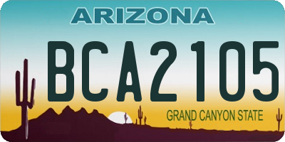 AZ license plate BCA2105