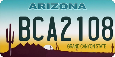 AZ license plate BCA2108