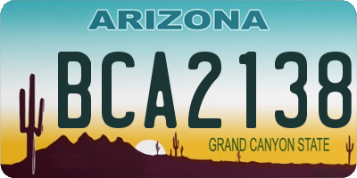 AZ license plate BCA2138