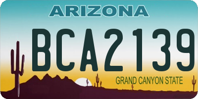 AZ license plate BCA2139