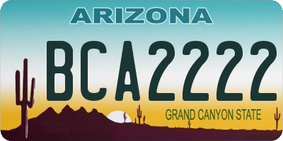 AZ license plate BCA2222