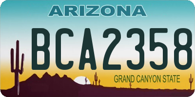 AZ license plate BCA2358