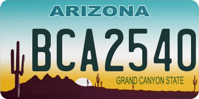 AZ license plate BCA2540