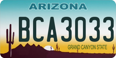 AZ license plate BCA3033